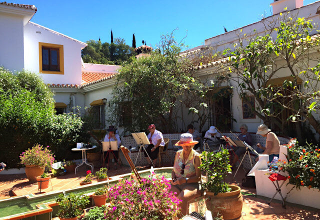 Photo of painting class in the patio