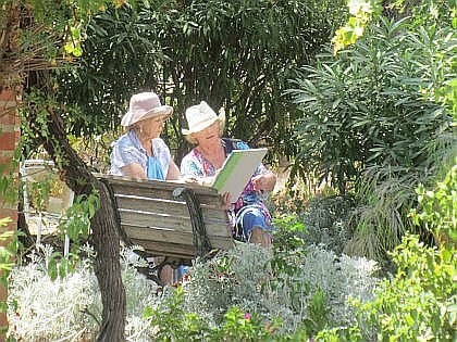 Painting class in the sunny patio