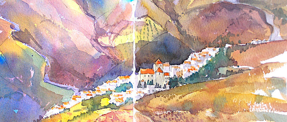 White village in the hills of the Axarquia by Barry Herniman