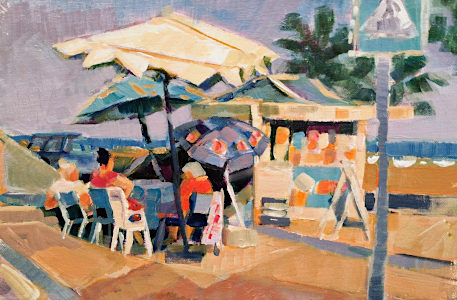 Painting from Diana Golladge Acryl Chiringuito on the Paseo Maritimo