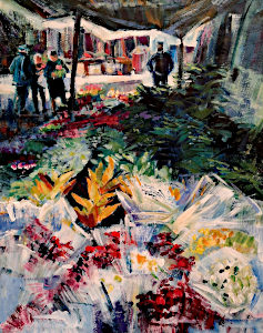 Painting from Diana Golladge Acryl Market on the Costra del Sol